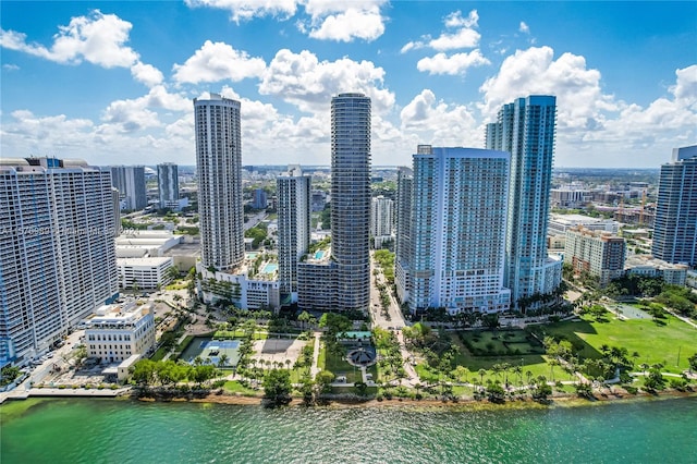 view of city with a water view