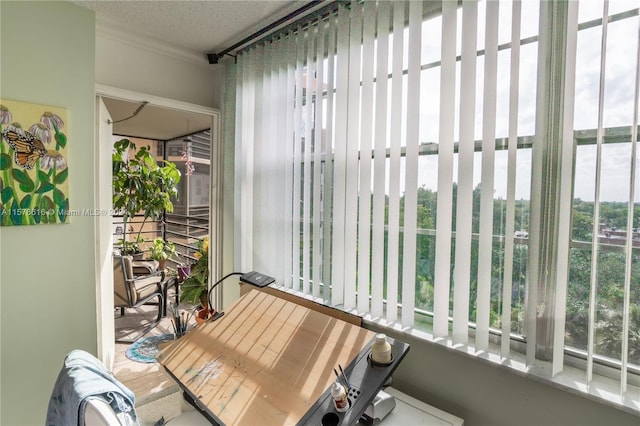 sunroom with plenty of natural light and a water view