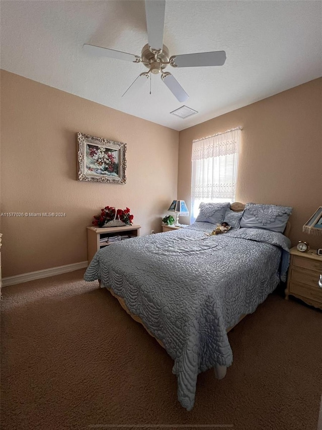 bedroom with carpet floors and ceiling fan