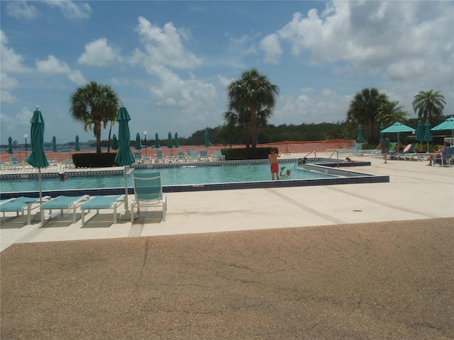 view of pool featuring a patio area