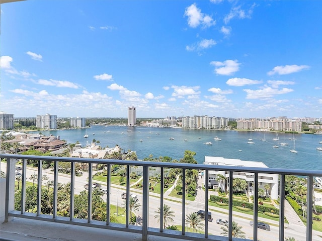 property view of water with a view of city