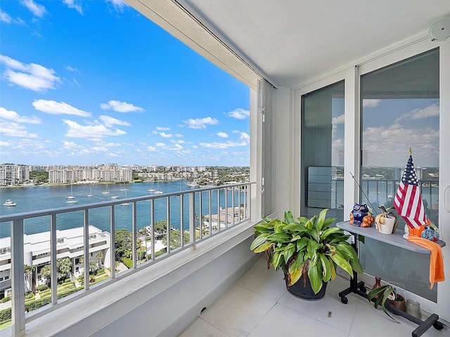 balcony with a water view