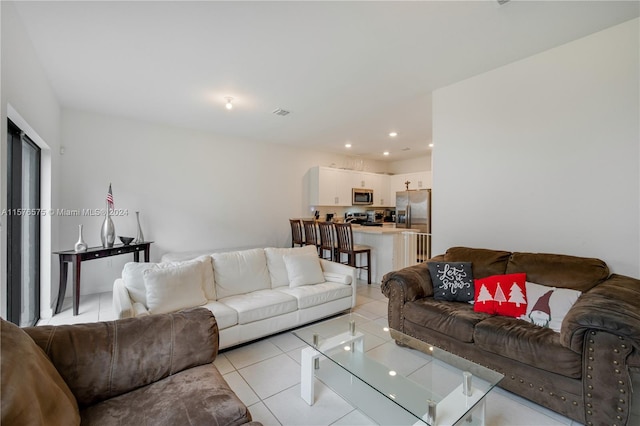 view of tiled living room