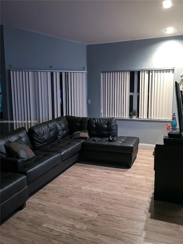 living room featuring light hardwood / wood-style flooring