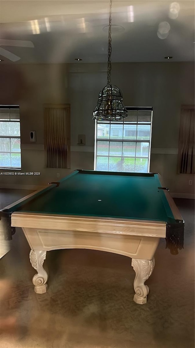 rec room with concrete flooring and pool table