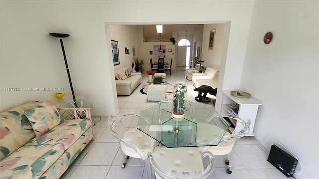 view of tiled living room