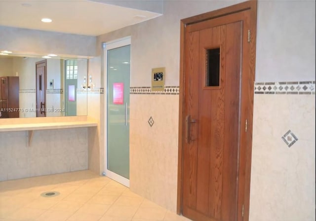 bathroom featuring tile floors