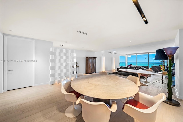 dining area with light hardwood / wood-style flooring