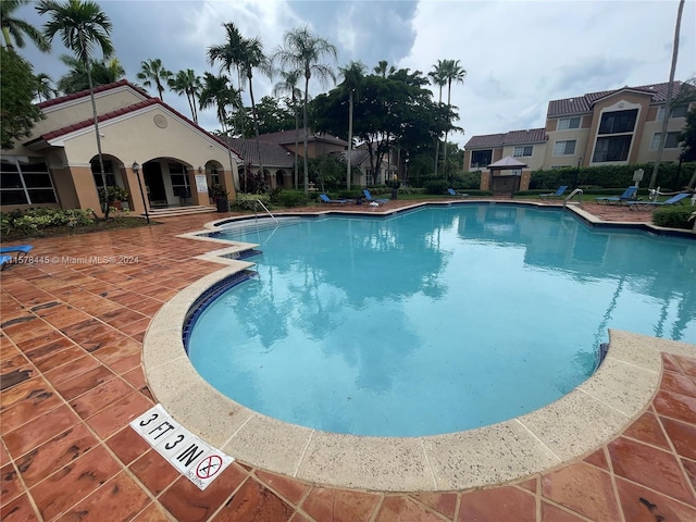 view of swimming pool with a patio