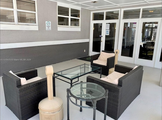 view of patio / terrace with french doors and an outdoor hangout area