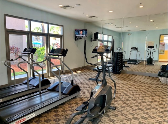 workout area with carpet