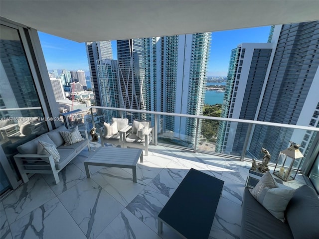 balcony with a water view