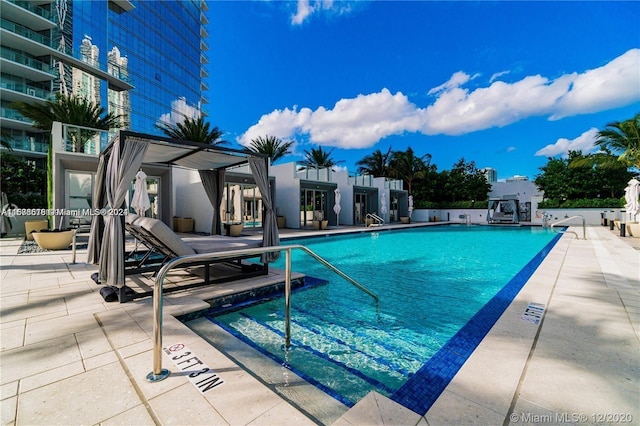 view of pool featuring a patio