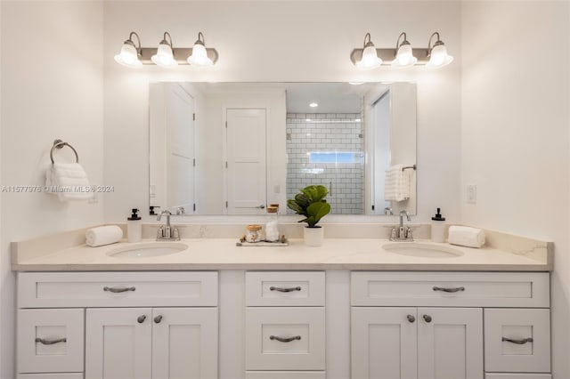 bathroom with dual bowl vanity