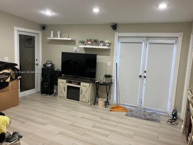 living room featuring light hardwood / wood-style flooring