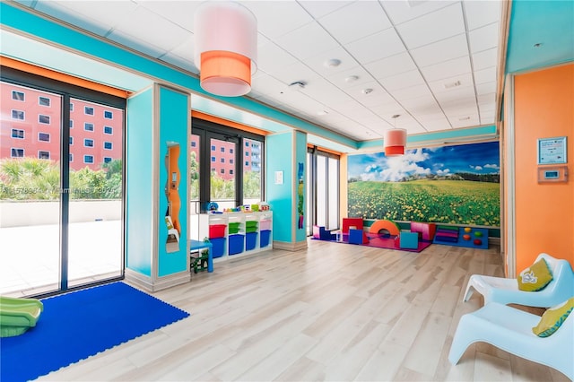 playroom featuring hardwood / wood-style flooring