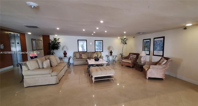 view of tiled living room