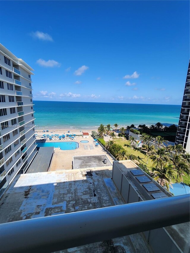 view of water feature featuring a view of the beach