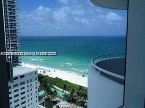 view of water feature with a view of the beach