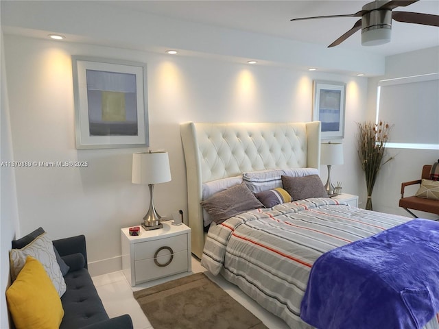 bedroom featuring ceiling fan