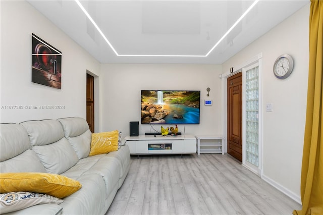 living room featuring light wood-type flooring