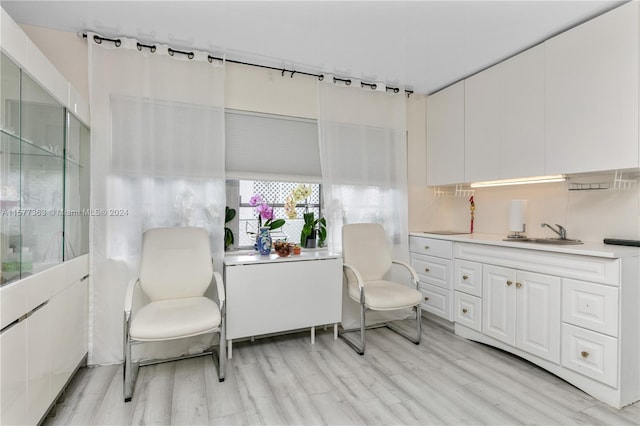 interior space featuring light hardwood / wood-style flooring and sink