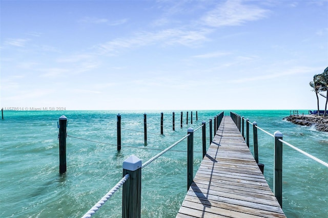 view of dock featuring a water view