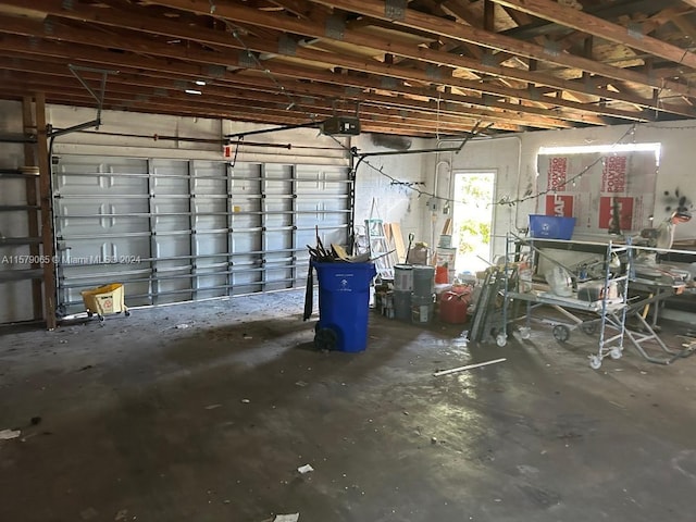 garage with a garage door opener