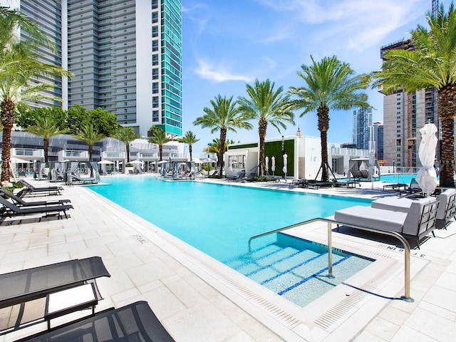 view of pool with a patio area