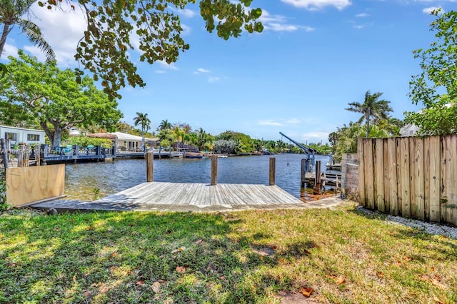 dock area featuring a water view