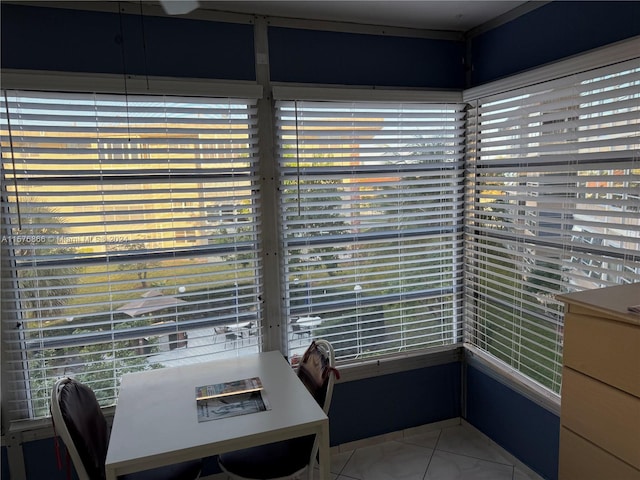 interior space featuring light tile patterned floors