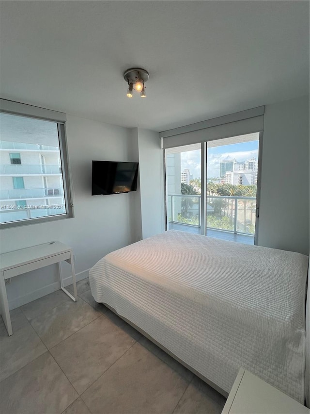 bedroom with tile flooring