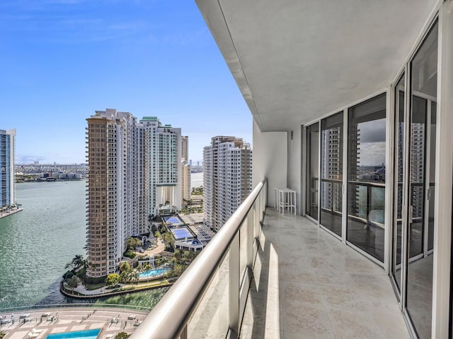 balcony with a water view