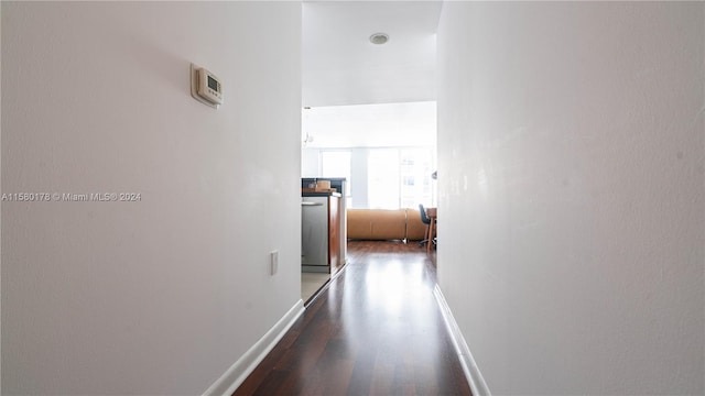 corridor featuring wood-type flooring