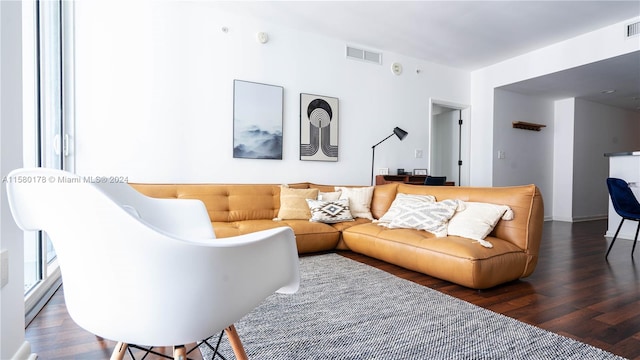 living room with wood-type flooring