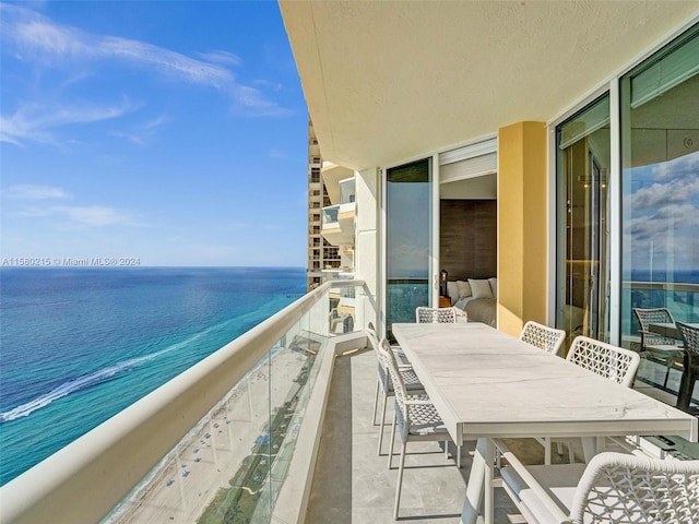 balcony with a water view