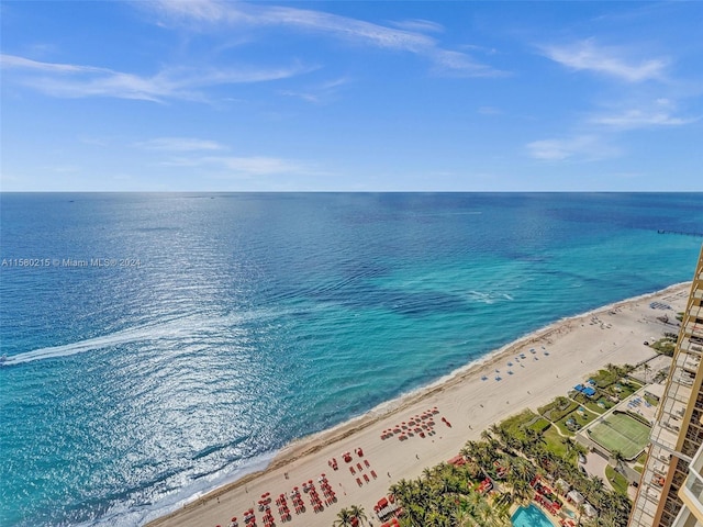 exterior space featuring a view of the beach