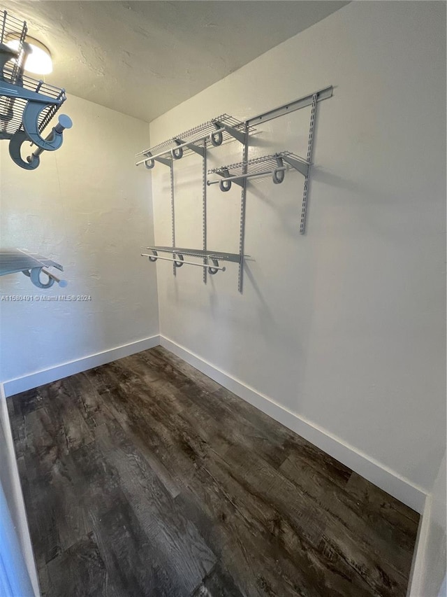 walk in closet with hardwood / wood-style flooring