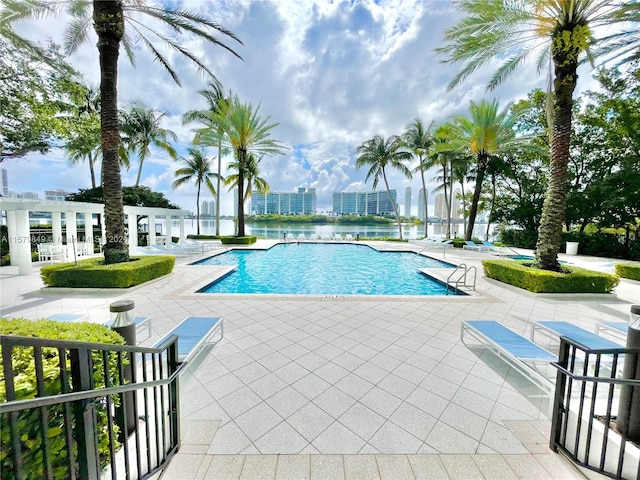 view of pool featuring a patio area