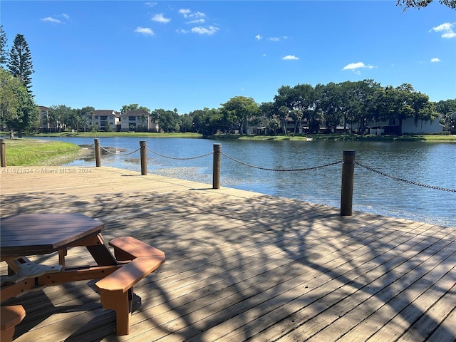 dock area featuring a water view