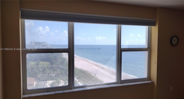 property view of water featuring a beach view