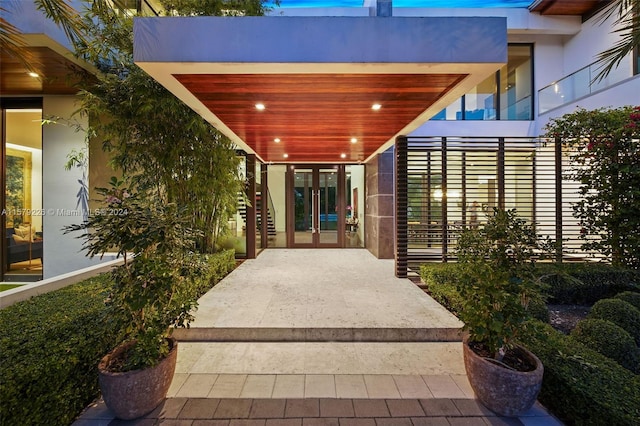 view of exterior entry with french doors