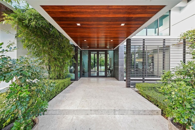 entrance to property featuring french doors