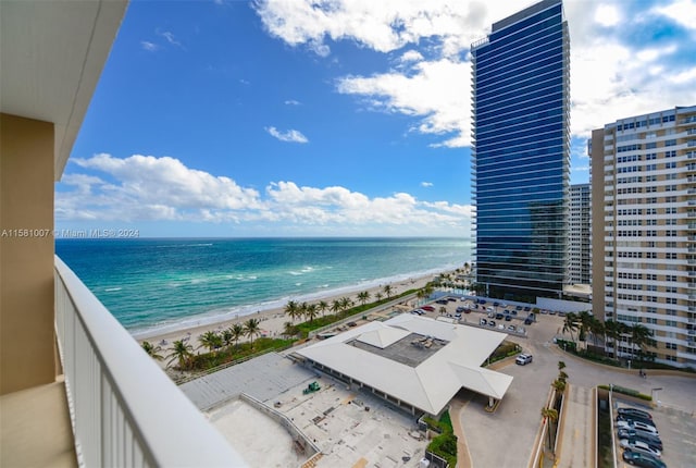 property view of water featuring a view of the beach