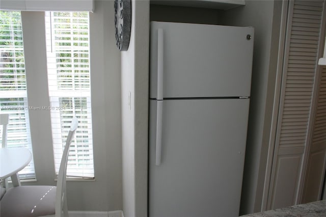 kitchen with white fridge