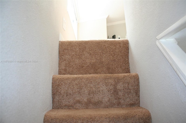 staircase with crown molding