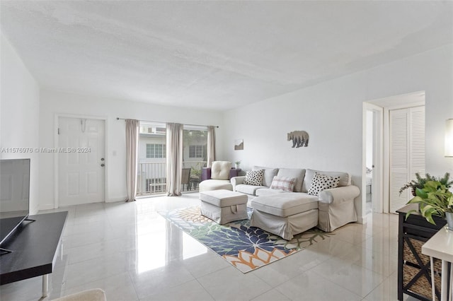 view of tiled living room