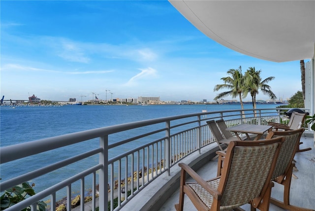 balcony with a water view