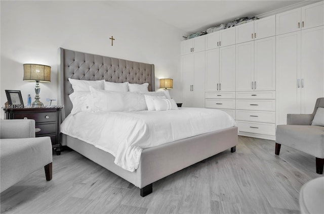 bedroom with a closet and light wood-type flooring