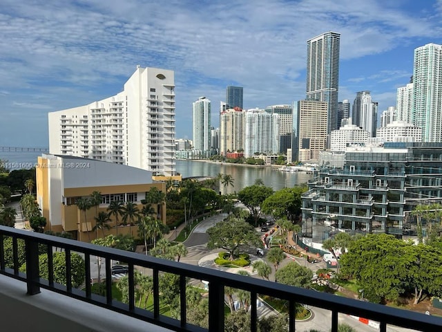 property's view of city featuring a water view